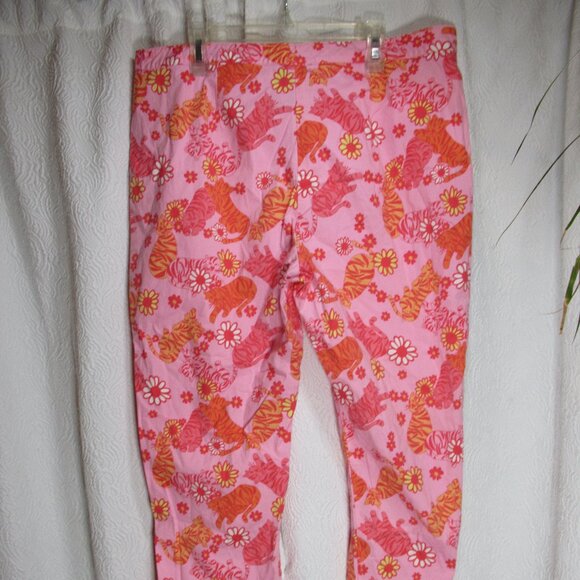 Vintage 90s Lily Pulitzer Tango Tiger Floral Capris Size 6 - Picture 2 of 5